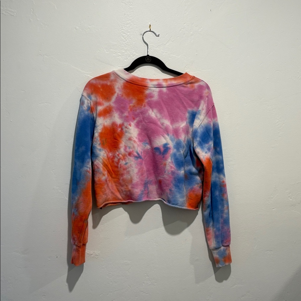 Wild Fable Tie-Dye Cropped Hoodie - Pink, Orange, Blue - Picture 2 of 4